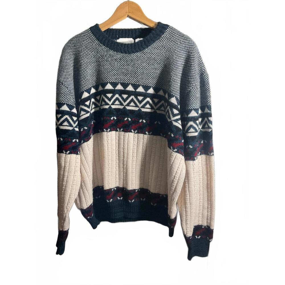 Hardwood & Pine Vintage Crew Neck Sweater with Stylish Pattern 1x